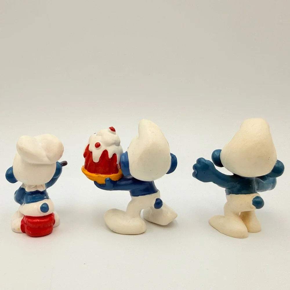 Vintage Schleich Smurfs PVC Figures 1978 1980 1983 Food Theme Lot of 3 Peyo